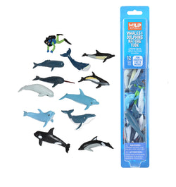 Tube of Whale and Dolphin Figurines